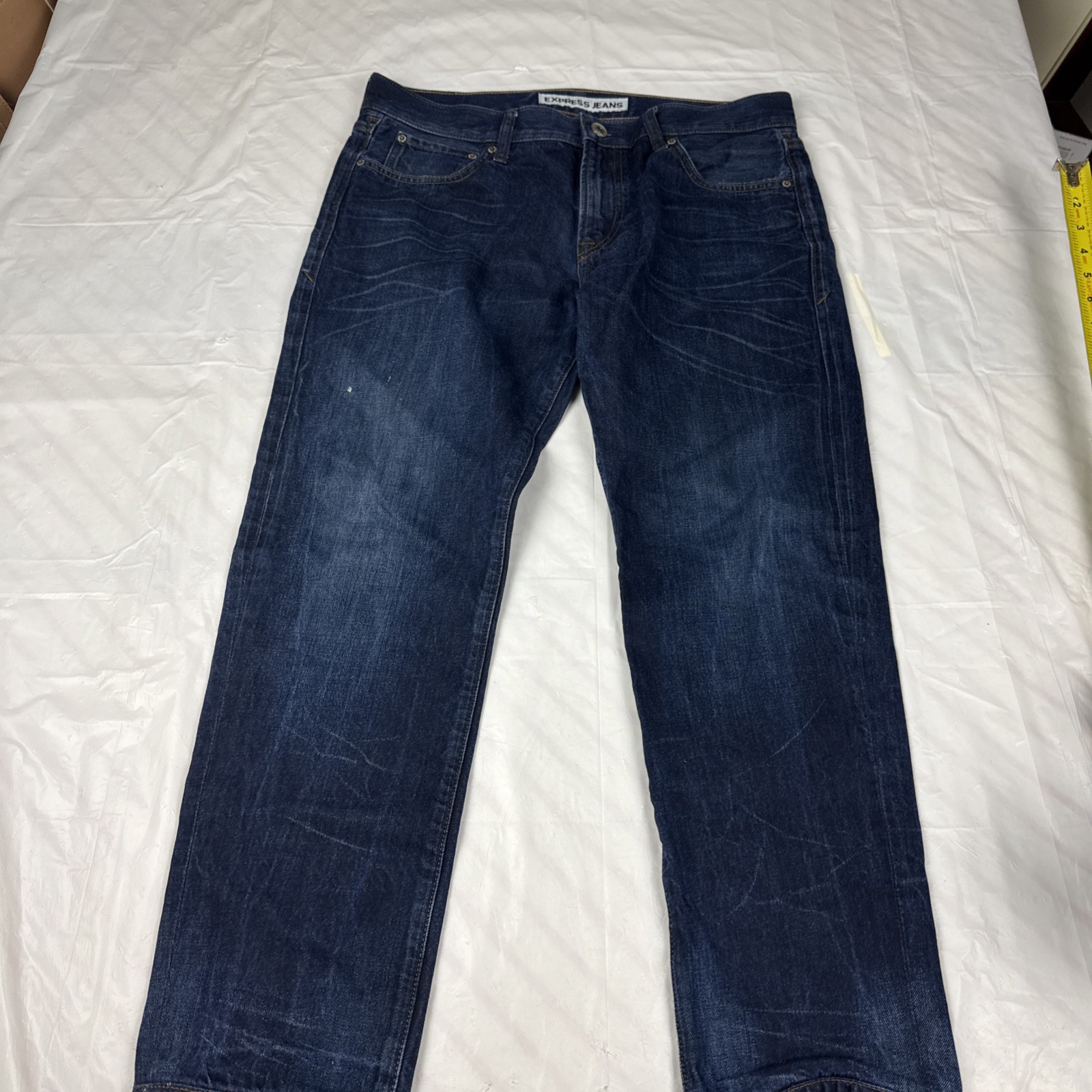 Express Jeans Mens 33x30 Blue Dark Wash Slim Fit Denim Straight Leg Pants