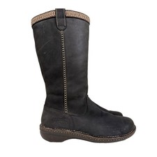 UGG Australia Tall Leather Shearling Boots Women's US 11 Black Winter S/N 5139