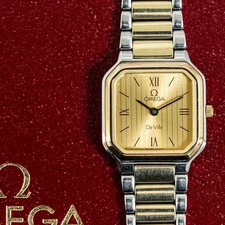 *QUASI NUOVO con custodia* Vintage 1984 OMEGA De Ville Cal.1450 Qz Oro Romano 20mm Donna