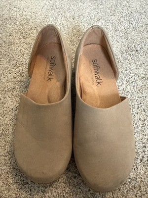Softwalk Women's Addie Slip-On Shoes, Size 8.5 W, Taupe Nubuck Leather Comfort