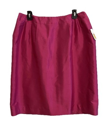 New - Talbots Pink Pencil Skirt Back Slit Size 14W Plus Pure Silk NWT MSRP $134.