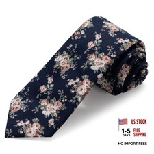 Cotton Floral Ties for Men, Men's Skinny Tie Groomsmen Necktie