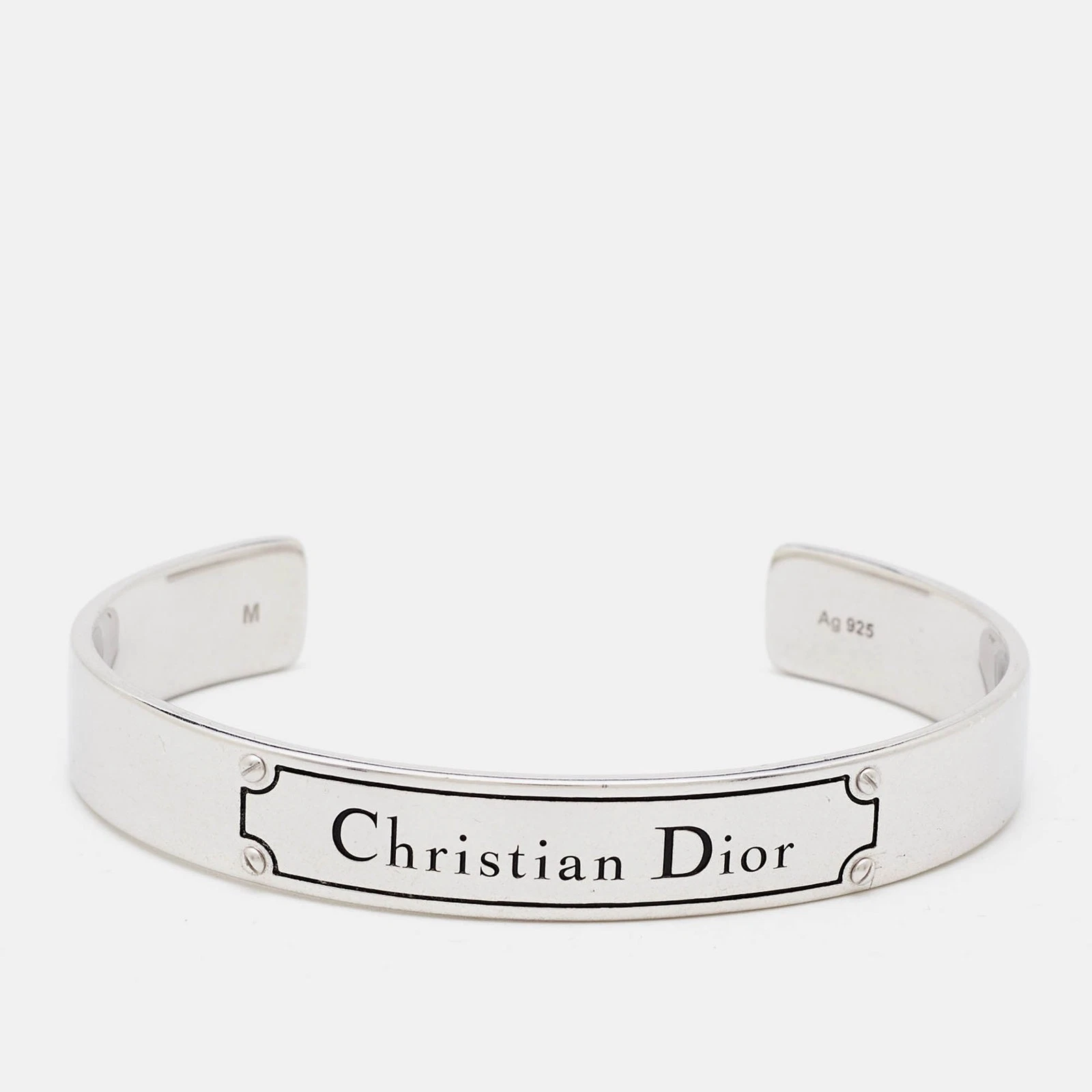 Bracelet en argent sterling émaillé logo Dior Couture M