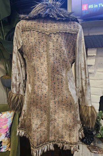Vintage Y2K Strickjacke mit Kunstfellbesatz Schößchen tailliert Passion Concept Gr. M - Bild 2 von 12