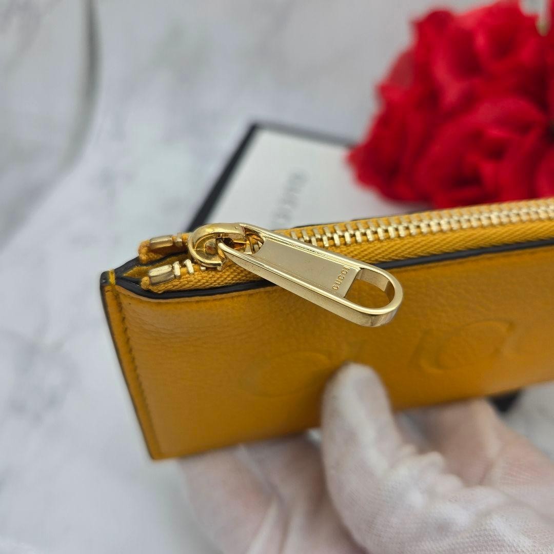Gucci Fragment Case Coin Purse 7x14cm Leather Yellow Near Mint No Accessories thumbnail 4