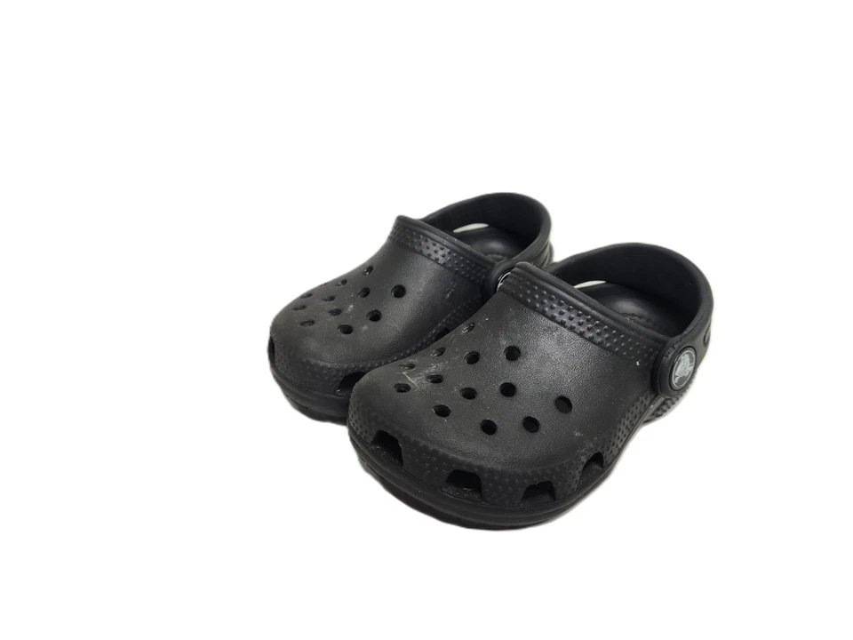 Crocs Classic Littles Clogs Slip On Sandals Shoes Solid Black Mens Size 7 - Imagem 2 de 4