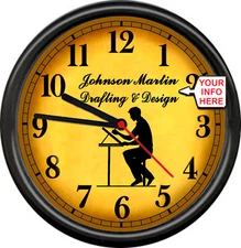 Drafting Drafter Architect Engineer Design Retro Vintage Personalized Sign Clock
