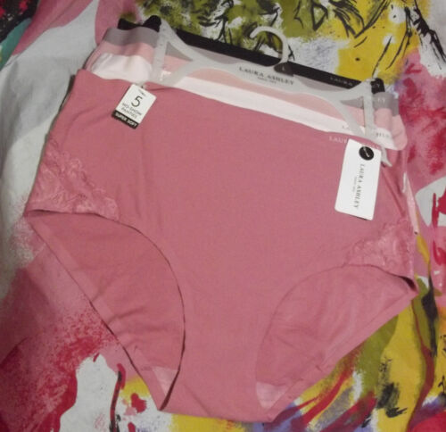 5 NEW LAURA ASHLEY LS2444 5PKR MF SUPER SOFT NO SHOW BRIEF PANTIES L
