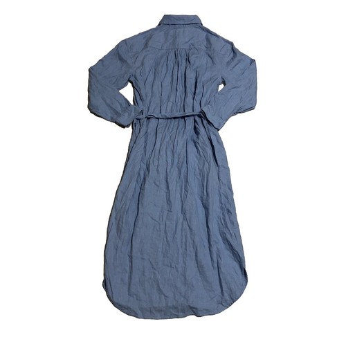 Aerie Long Sleeve Chambray Button Down Shirt Dress Belted Pockets Women’s Small - Picture 2 of 6