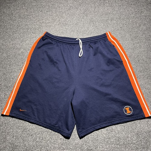 VTG Fighting Illini Shorts Mens XL Nike Illinois Blue Orange Team 90s Y2K - Picture 13 of 24