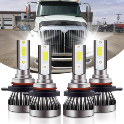4 LED Headlight Bulbs Kit 6000K For International Truck Pro Star Prostar 2008-16