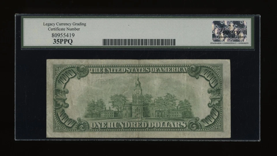 DBR 1934-A $100 FRN New York Mule Fr. 2153-Bm Legacy 35 PPQ Serial B15599407A - Image 2 of 2