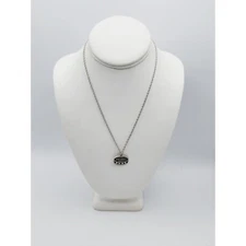 silver tone Safety pendant chain  Necklace 18"
