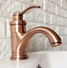 Antique Red Copper Single Handle 1 Hole Bathroom Wash Basin Faucet Mixer Tap