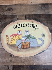 Cats Door Wall Slate Welcome Hanging Sign