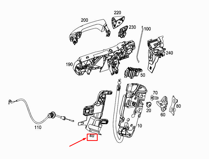 MERCEDES-BENZ A W177 Türschlosshalterung hinten links A2477230100