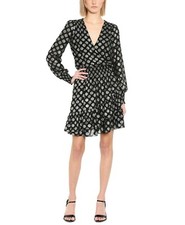 MICHAEL MICHAEL KORS Women's Black Silver Polka-Dot Printed Size P/M Dress 165