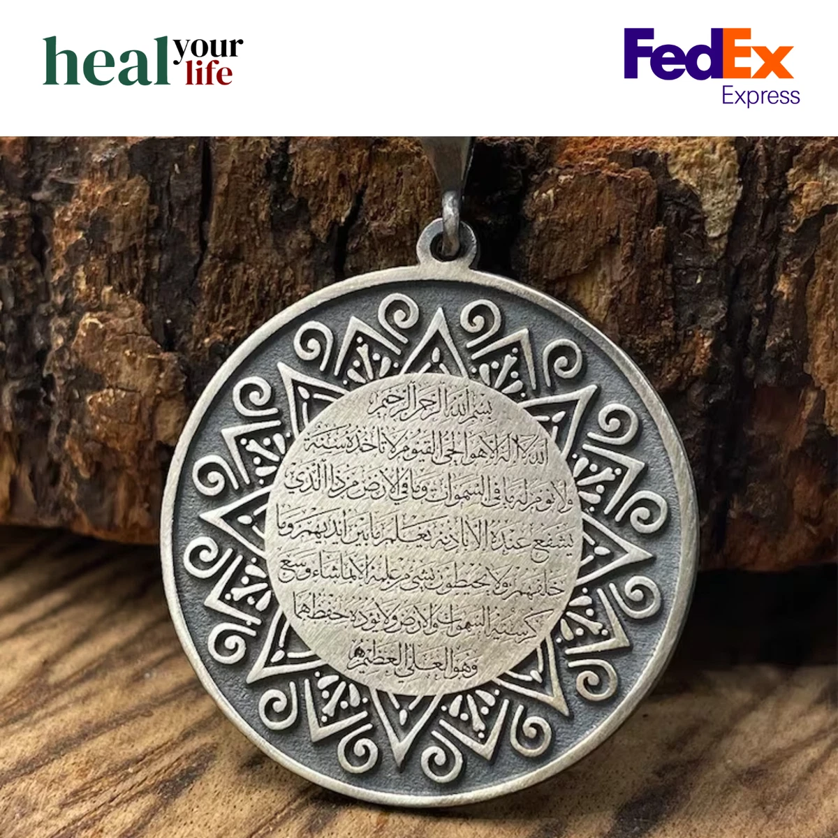 Ayatul Kursi Men s Necklace Silver Islam Protection Amulet Pendant Muslim Gift