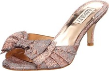 NIB Badgley Mischka MADDY bridal formal sandals slip on shoes w/BOW Rose 8