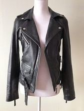 Helium Women’s Real Leather Biker Jacket Size 8,black