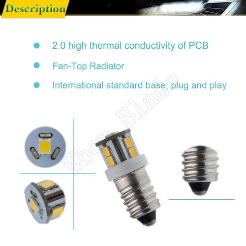 2PCS E10 1447 LED Bulb 4300K Warm White MES Screw For Torch Flashlight Light 6V - Picture 4 of 7