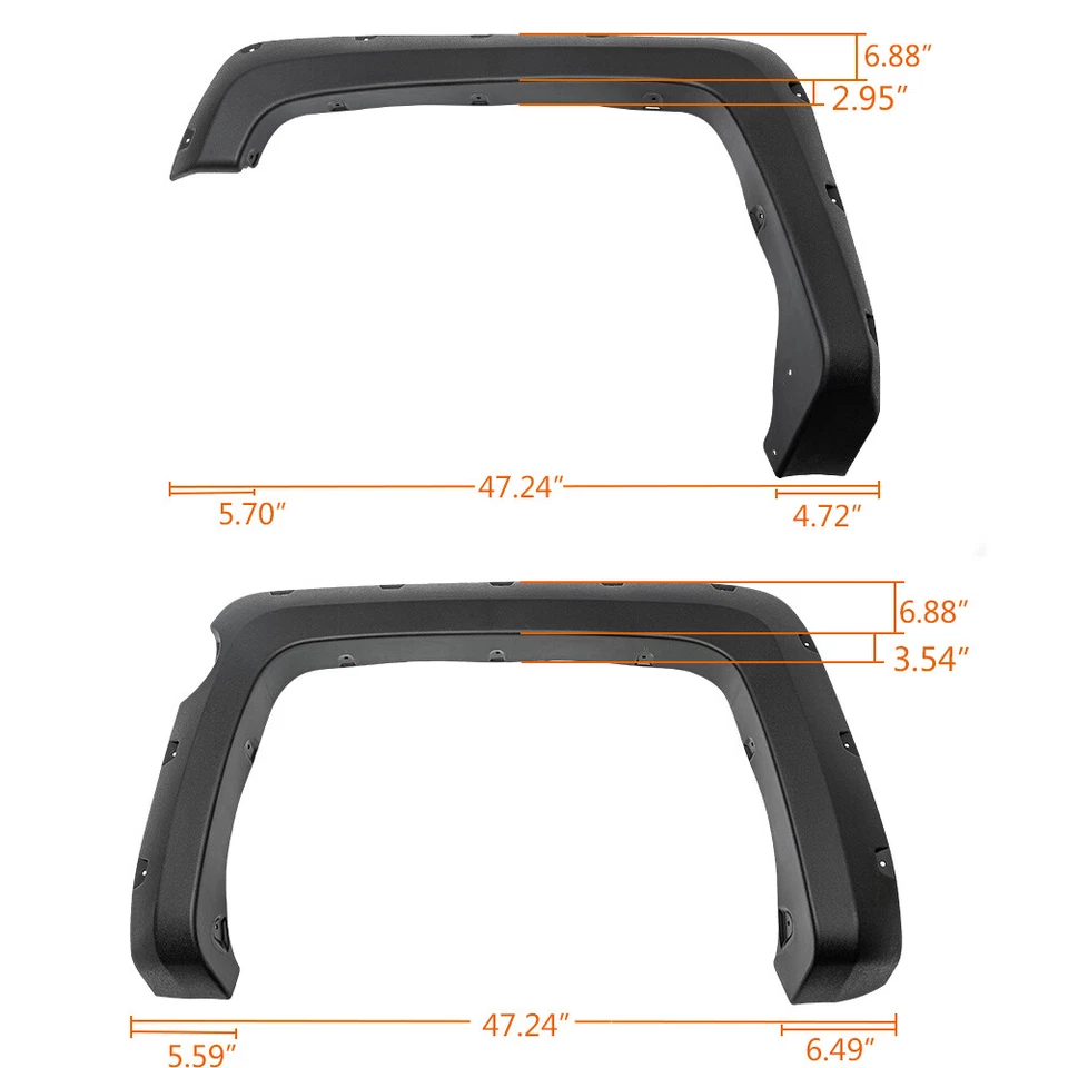 Fender Flares Pocket Rivet Style Fit For 14-18 Silverado 1500 5.8' short Bed 4Pc - Image 2 of 4