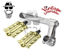 Vtg Lowrider Stem 2-Screw 21.1 Chrome Pedals Mi Square Twisted 1/2" Gold