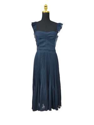 ganni cocktail dress Poplin Midi adding a touch of Strapless Princess Line Crepe Color:Light Blue/Fuchsia colour_purple