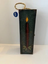 Crazy Mountain Wood Wooden Christmas Candle Painted Hinged Wine Gift Box NEW NWT