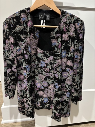 ALEX EVENINGS Womens Two Piece Sparkle Floral Print Size S Tank And Jacket - 第 1/9 張圖片
