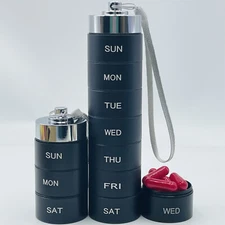 Pill Box Metal Medicine Dispenser Case Weekly Tablet Organizer Container 7 Day