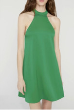 Alice + Olivia Sicily Susanna A Line Dress XS Green Mock Neck Sleeveless $295