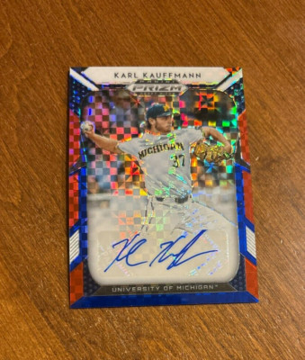 Karl Kauffmann 2019 Prizm Red White Blue Auto #92 Georgia Bulldogs Rockies /99
