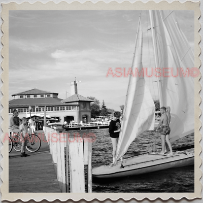 Photo Vintage Années 50 Lake Geneva Wisconsin - Pompiers Bateau USA - Originale
