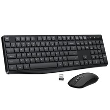 Wireless Keyboard and Mouse Combo, Lovaky 2.4G Full-Sized Ergonomic Keyboard ...