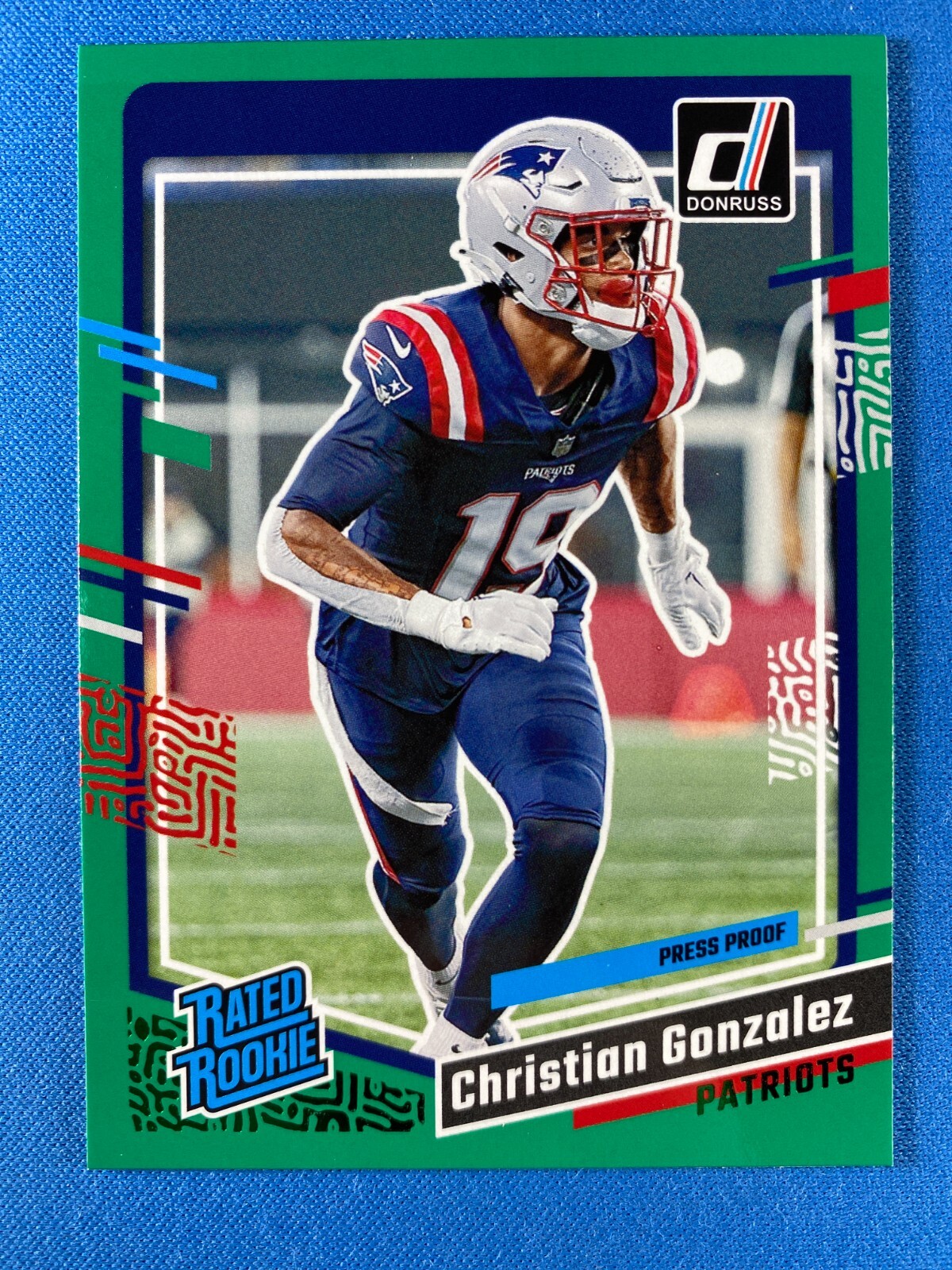 CHRISTIAN GONZALEZ #369 RC Green Press Proof 2023 Donruss New England Patriots