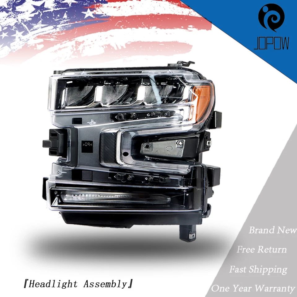 For Silverado 1500 2019-2020 LH/Driver LED Headlight Headlamps Black Clear Lens