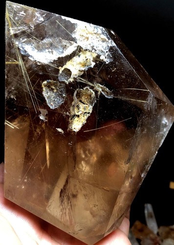 549g NATURAL Golden Hair Rutilated Quartz Crystal Reiki Healing Polished Rainbow - Picture 4 of 10