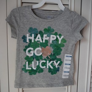 Gray-St-Patrick-039-s-Day-Shirt-Girls-size-12-18-months-Old-Navy-new-Happy-go-Lucky