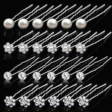 40 Pieces Pearl Hair Pins Wedding Bridal Hair Pins Rhinestone Flower Hair Pins
