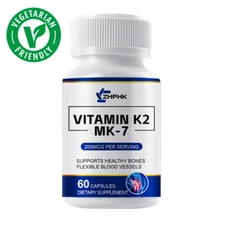 Vitamin K2 200 mcg as MK-7 Extra Strength 60 Veg Capsules Non-GMO, Gluten Free