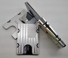 American Flag, Billet Aluminum Wallet/Credit Card Holder, RFID Protection,Silver