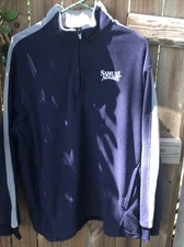 Samual Adams Beer 1/4 Zip Fleece Pullover Sweater Pockets Blue Mens XL