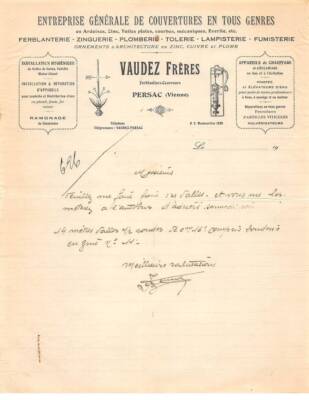 Invoice.AM19977.Montmorillon.1900 circa.Vaudez Frères.Cover.Ferblanter