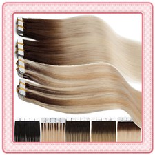 Thick Tape In Remy Human Hair Extensions Skin Weft FULL HEAD BALAYAGE 10-80PCS F