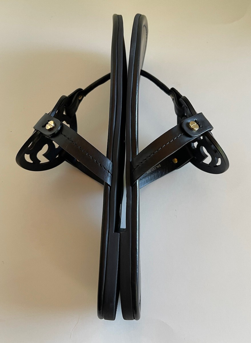 最終値下げ。未使用TORY BURCH革製ミュール10サイズ 約6万の品 NWOT TORY BURCH MILLER SANDAL FLIP FLOP BLACK LEATHER SIZE