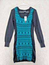 Women's Sweater Dress Multicolor Blue Geometric Large NWT Ultra-Flirt