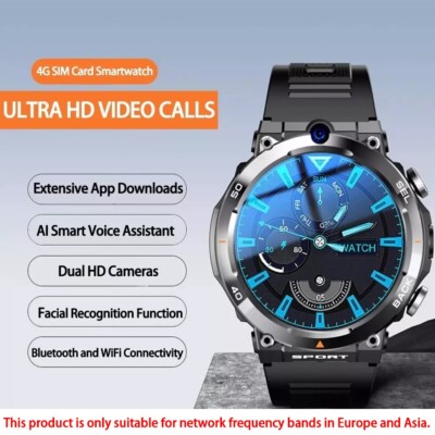 4GNetwork SIM Card Smart Watch Dual Camera GPSWifi NFC Rugged Android Smartwatch