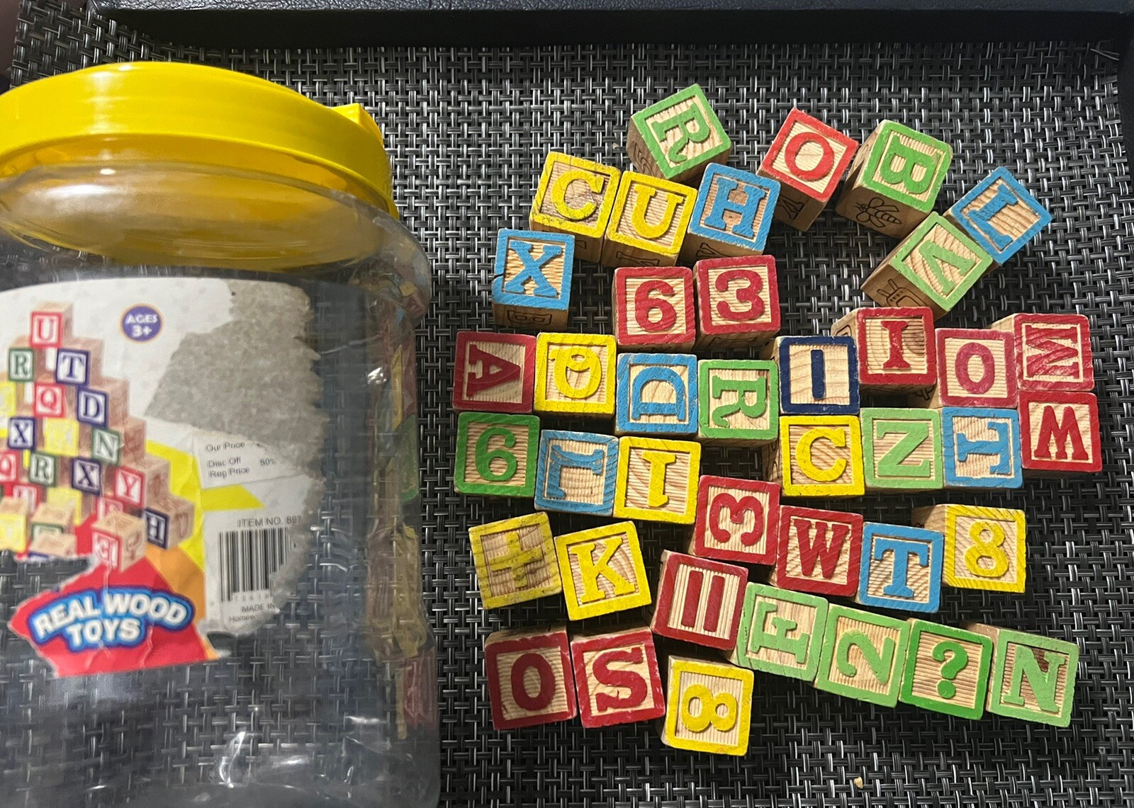 Lot 40 Wood Alphabet Letter Number 1” Building Blocks Vintage Wooden