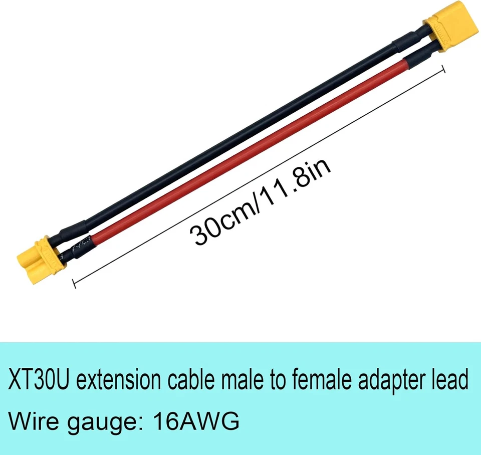 Cable de extensión de enchufe Amass XT30 U-F/M macho a hembra 2 piezas cable de silicona 16A Foto 4 de 4